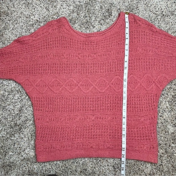 Abercrombie & Fitch Mauve Pink Mixed Open Knit Long Sleeve Sweater Medium - Picture 9 of 9